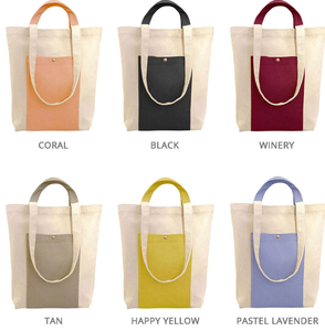 Sac de courses en toile de coton bio, écologique, avec logo personnalisé, double poignée et poche avant. - Product Image 1