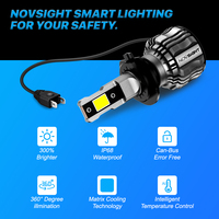 Novsight phare led 72w 15000 Lumens 9006 9005 9007 Kit de Conversion de phare Led h11 h7 h4 ampoules de phare à feux de croisement élevés
