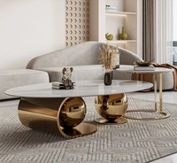 Table basse de salon moderne Simple de luxe en acier inoxydable, grande et petite Table d'appoint ronde