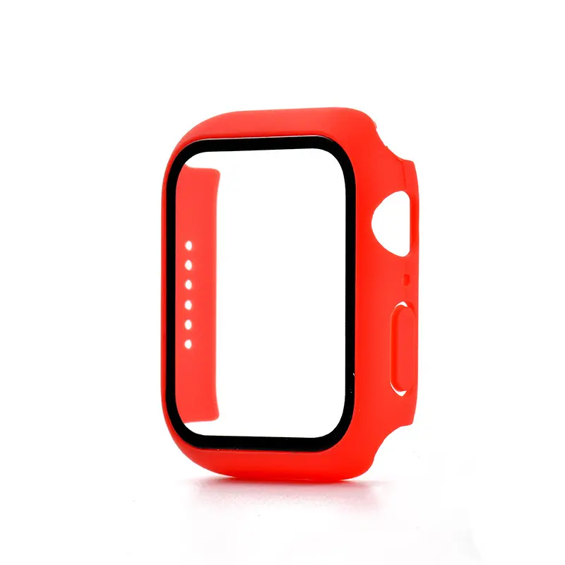 Ốp PC Cứng Với Kính Cường Lực Bảo Vệ Màn Hình Cho Apple Watch Series 7 45Mm 41Mm Vỏ Bảo Vệ Tổng Thể Siêu Mỏng