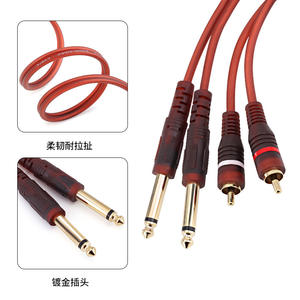 Cable de audio dual RCA a doble 6.35mm macho a macho con blindaje trenzado y revestimiento de PVC para equipos de audio y video - Product Image 2