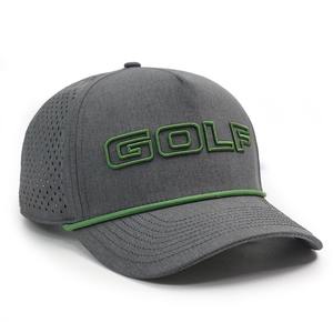 Chapeaux de camionneur brodés personnalisés 5 panneaux Golf Tour Performance coupe au laser trou maille imperméable corde chapeau de golf avec support en t - Product Image 3