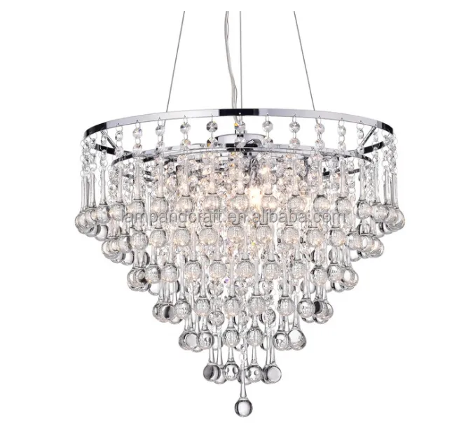 Lustre de cristal em cascata com 5 luzes, luminária de teto cromada Glam para decoração de casa e hotel