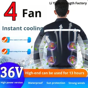 Unisex Rechargeable <strong>Air</strong> <strong>Conditioning</strong> Summer Workwear Printed Polyester Outdoor Construction Site Uniform with Cooling Fan - Product Image 5