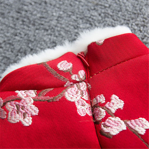 Bebé niñas <span class=keywords><strong>vestido</strong></span> chino <span class=keywords><strong>Qipao</strong></span> ropa tradicional Cheongsam Tang acolchado vestidos Año Nuevo trajes abrigo con bordado Floral - Product Image 4