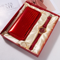 Set Jam Tangan dan Dompet Wanita Mewah untuk Hari Valentine dan Hari Ibu, Logo Dapat Disesuaikan, Hadiah Suvenir Lintas Negara, Merek OEM