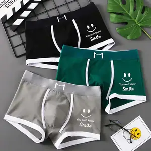 Cuecas dos homens novos Roupa Interior dos homens Boxers Algodão Boxers Jovem Personalidade Tendência Respirável Confortável Meninos Shorts