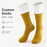 Chaussettes mi-mollet côtelées personnalisées avec logo imprimé double position sur le devant, en fil pailleté, tricot métallique brillant, style décontracté, OEM