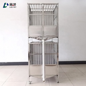 LIZE PET Gabbia <span class=keywords><strong>per</strong></span> <span class=keywords><strong>Cani</strong></span> Robusta in Acciaio Inox, Doppio Piano, 4 Porte, Pieghevole, con Drenaggio, <span class=keywords><strong>per</strong></span> Interni ed Esterni - Product Image 4