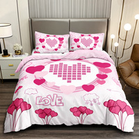 Housse de couette moderne en polyester 3D, motif rose, élastique, respirante, 300TC, romantique, cadeau pour la Saint-Valentin