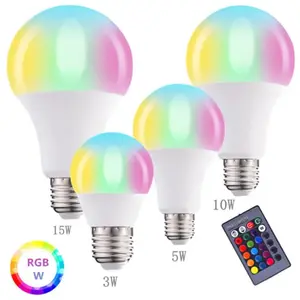 Hot sale changeable LED Bulbs RGB 3w 5w 10w 15w E27 B22 base led bulb light