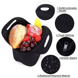 New Neoprene Cooler <b>Box</b> Carry Case Reusable Insulated Lunch Bag School Kids Thermal Bags Women Sublimation Blank Lunch Bag - Product Image 3