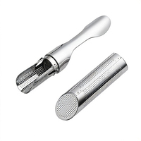 Infuseur à thé moderne minimaliste WELAND en acier inoxydable 304 poli argent et or avec crochet, design en forme de tuyau