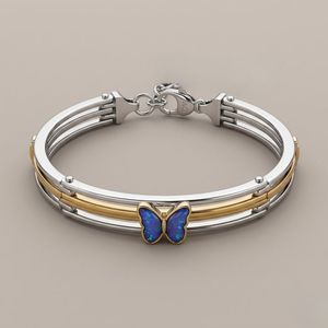 925 <b>Silver</b> Butterfly <b>Bracelet</b> for Women Two Tone Sterling <b>Silver</b> <b>Bracelet</b> Blue Butterfly <b>Charm</b> <b>Bracelet</b> Designer Fashion Jewelry - Product Image 6