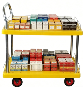 Roulettes TPR silencieuses jaunes de haute qualité chariot à plate-forme multijoueur à 2 niveaux chariot Service chariot à main marchandises en mouvement - Product Image 2