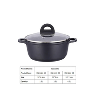 DENUO fabricant 3 pièces ensemble de casseroles noires en alliage d'aluminium à usage domestique batterie de cuisine antiadhésive ensemble de casseroles pour ensemble de cuisine