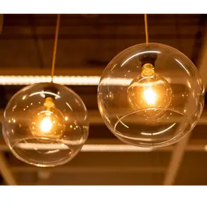 Paralume a globo trasparente appeso in vetro per diffusore di illuminazione