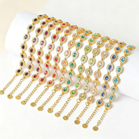 Bracelet géométrique ovale en acier inoxydable 316L plaqué or 18 carats avec zircone cubique colorée CYNYA pour femme, cadeau idéal pour le bureau/la carrière