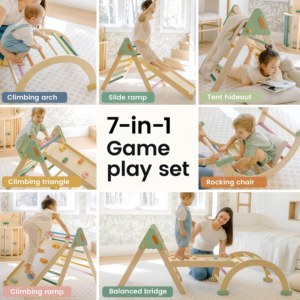 CZFIT Montessori Wooden Educational Rainbow Climbing <b>Frame</b> Indoor Playground Kids Activity Climber Ladder Swing Slide <b>Play</b> - Product Image 6