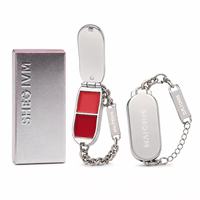 Nouveau bracelet à lèvres bicolore, mini rouge à lèvres portable, chaîne argentée, maquillage portable créatif