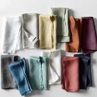 Serviettes de table en lin lavé à la pierre, 100 % lin naturel, teintes unies, carrées, pour la maison, les restaurants et les mariages