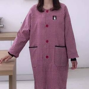 Abito <span class=keywords><strong>da</strong></span> grembiule in cotone a maniche lunghe per <span class=keywords><strong>cucina</strong></span> di casa, vestiti <span class=keywords><strong>da</strong></span> lavoro per adulti lavabili e riutilizzabili - Product Image 1