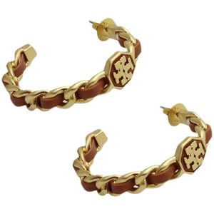 Orecchini in Pelle Dorata Stile Retrò Europeo e Americano, <span class=keywords><strong>Gioielli</strong></span> TB di Lusso con Texture Raffinata per Donna - Product Image 1