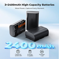 K&F Concept Compatibile con Canon R5 R6 R7 C50 R6V, Caricabatterie LCD a 3 Slot e Set di 3 Batterie Ricaricabili LP-E6P per Fotocamera Digitale
