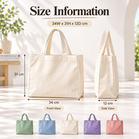 Sac fourre-tout en toile de coton personnalisable, moyen, avec fermeture éclair, bandoulière et soufflet latéral pour les voyages quotidiens
