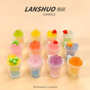 จี้รูปแก้วสมูทตี้ผลไม้ 3 มิติ สีสันสดใส ชุดเครื่องประดับเรซิ่น DIY จี้ธีมต่างๆ ของขวัญสำหรับทุกเพศ - Product Image 2