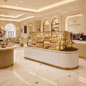 Vetrina Espositiva per Panetteria Personalizzata, Moderna ed Ecologica, con Vetro Curvo e Illuminazione LED per Allestimento Caffetterie - Product Image 4