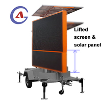 Écran publicitaire LED solaire portable sur roues pour extérieur, affichage mobile de messages variables (VMS) pour signalisation routière sur remorque