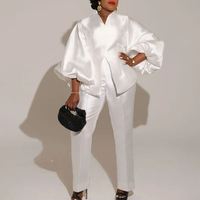 Ensemble deux pièces TKS Embroidery, nouvelle collection, robe longue à manches bouffantes, taille plus, style OL, pantalon plissé décoré de perles.