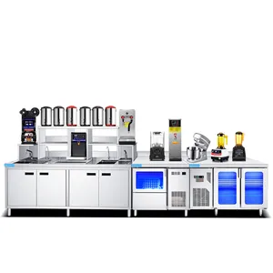 HENGZHI Bubble Tea Counter Bar Mesa de trabajo con juego completo Boba Tea Machine 304 Acero inoxidable de alta calidad para la venta