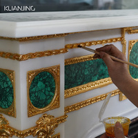 Cheminée Sculptée en Marbre de Style Classique Européen de Luxe pour la Décoration Intérieure de la Cuisine