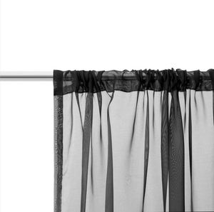 Cortina de Voile de Encaje Blanco y Amarillo con Anillas, Cortinas Transparentes para Ventana de Sala de Estar - Product Image 4