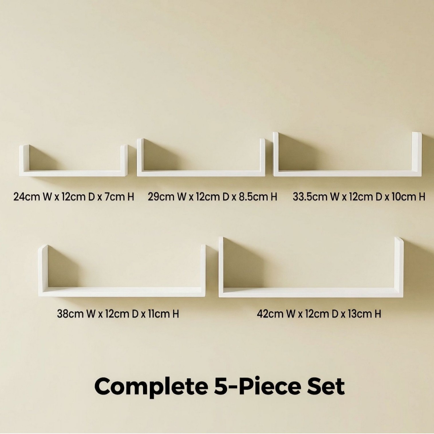 White [Combinable] 5-piece wall hanging set