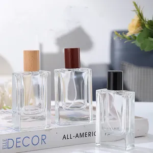 Bouteilles de parfum vides carrées de 30ml avec couvercle en verre boîte personnalisée vide