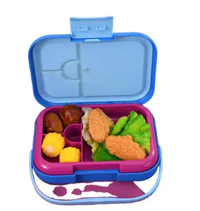 Aohea children bento box easy carry lunch box with handle plastic bpa free microwave safe bento lunch box