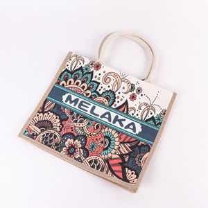 Fashion Custom Linen Handbags Reusable Eco-Friendly Outdoor Shopping Jute <strong>Bag</strong> with Logo - Product Image 2