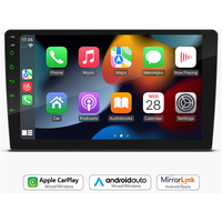 Reproductor de DVD para Auto de 10 Pulgadas con Pantalla Táctil Doble DIN, Bluetooth, Carplay Inalámbrico, Android Auto, Radio FM, USB 2.1A, Carga Rápida