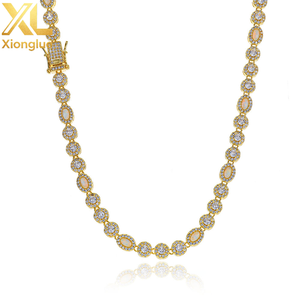 6mm Micro Opal Clear Multi Gemstone Chain Brass Necklace CZ Iced Out Zircon Jewelry Gift for Women <b>Men</b> Party - Product Image 1