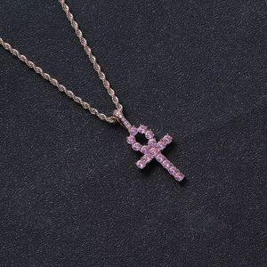 rose <b>cross</b> pendant, hip hop simple and versatile life charm, zirconium <b>cross</b> necklace. - Product Image 1