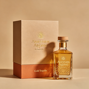 Boîte cadeau pliante en papier pour tequila <span class=keywords><strong>extra</strong></span> añejada dorée, avec impression UV personnalisée de logo haut de gamme et fermeture à rabat. - Product Image 2