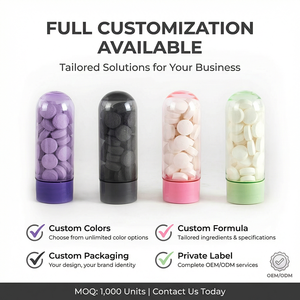 Tabletas de Pasta Dental Vegana Morada Blanqueadora, Pasta Dental Sólida <span class=keywords><strong>Masticable</strong></span>, 45 Unidades, Tamaño Viaje, Hojas de Pasta Dental con Logotipo Personalizado - Product Image 4
