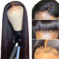 Perruque sans colle HD Lace Front, lisse et soyeuse, densité 180%, 20 pouces |   15A Cheveux humains 100% prêts à porter, pré-épilés, pré-coupés, décolorés