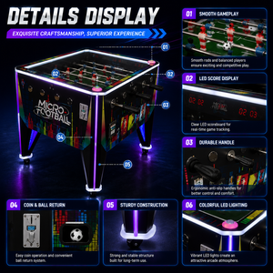 Table de baby-<span class=keywords><strong>foot</strong></span> interactive <span class=keywords><strong>multijoueur</strong></span> pour sports d'intérieur avec tableau de scores LED, jeux de divertissement familial à monnayeur - Product Image 4