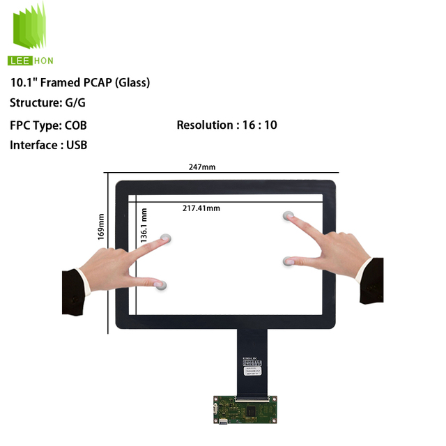 10.1" 1280*800 LCD Touch Screen LH1019101 USB Interface Framed PCAP 10.1 Inch Capacitive Touch Panel
