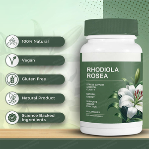 OEM Private Label Volwassen Stress & Stemmingsondersteuning <span class=keywords><strong>Rhodiola</strong></span> Rosea Capsules met Immuunondersteuning & Energiemanagement 60 stuks - Product Image 2