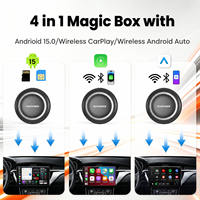 PlayAiBox Android15 Qualcomm 6350 Boîte AI CarPlay sans fil 8GB+128GB Réseau 5G GPS intégré Prise en charge du Play Store/YouTube/Netflix